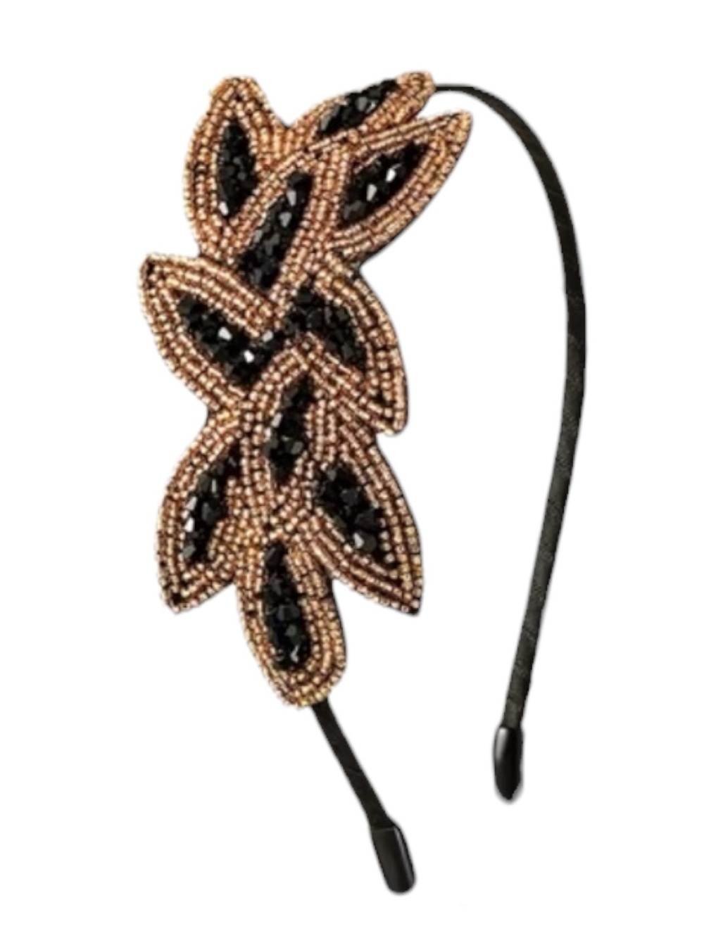 Black and Gold Flapper Retro Beaded Headband